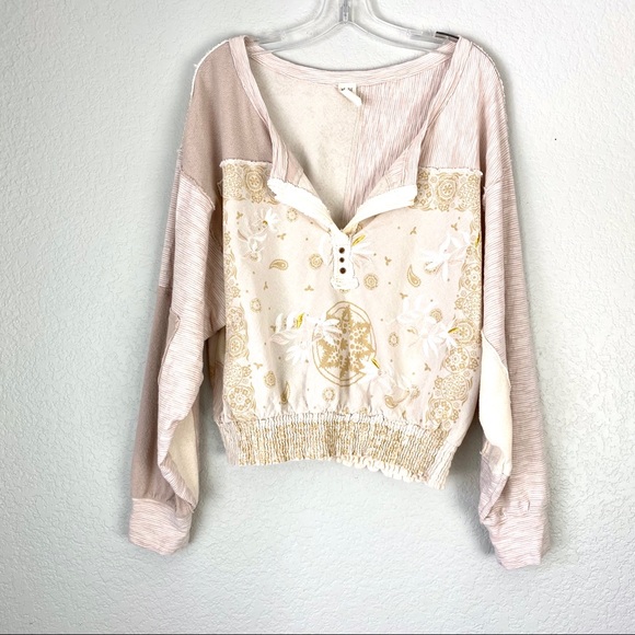 Free People Tops - FREE PEOPLE Parisian Patchwork Cotton Pink Top (S)